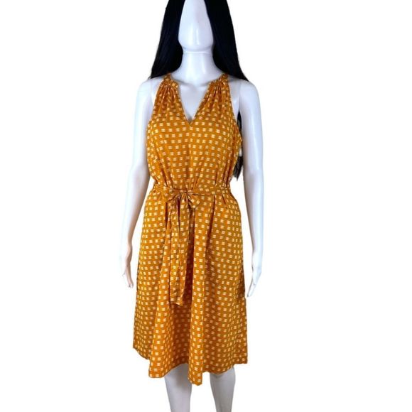 NWT 100% Cotton Pumpkin Belted Sleeveless Dress with Pockets XS - Picture 2 of 11